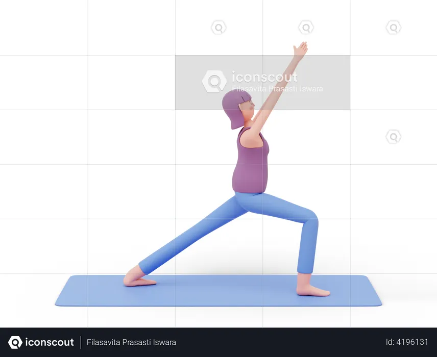 Pose de ioga do guerreiro um  3D Illustration