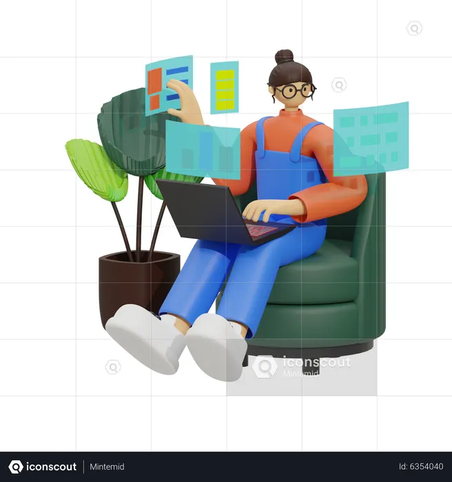 Guide to Sofa-Based Productivity  3D Illustration