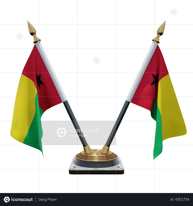 Suporte de bandeira de mesa dupla da Guiné Bissau Flag 3D Flag