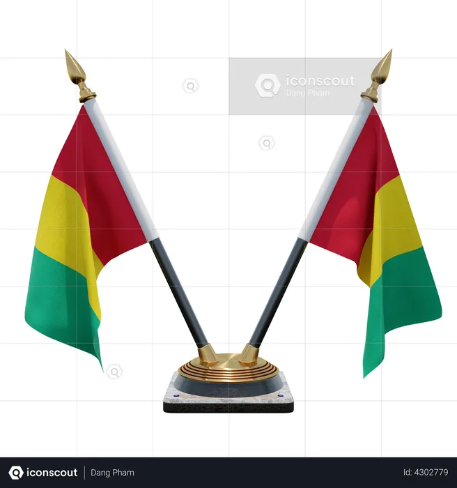 Guinea Double Desk Flag Stand Flag 3D Flag