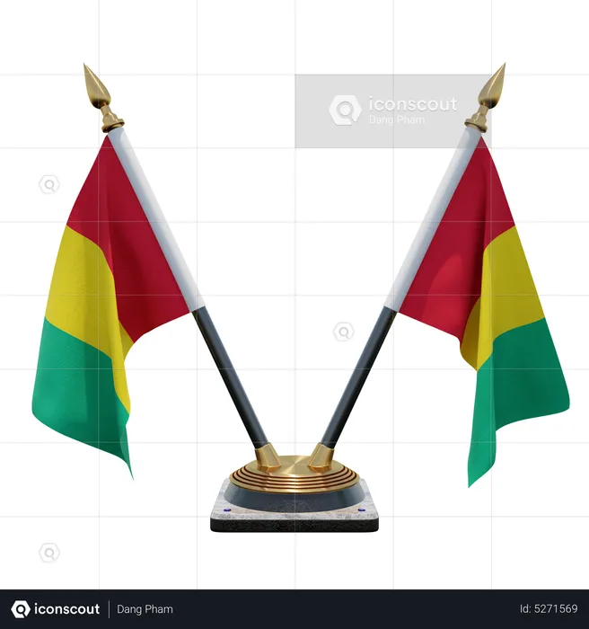 Guinea Double (V) Desk Flag Stand Flag 3D Icon