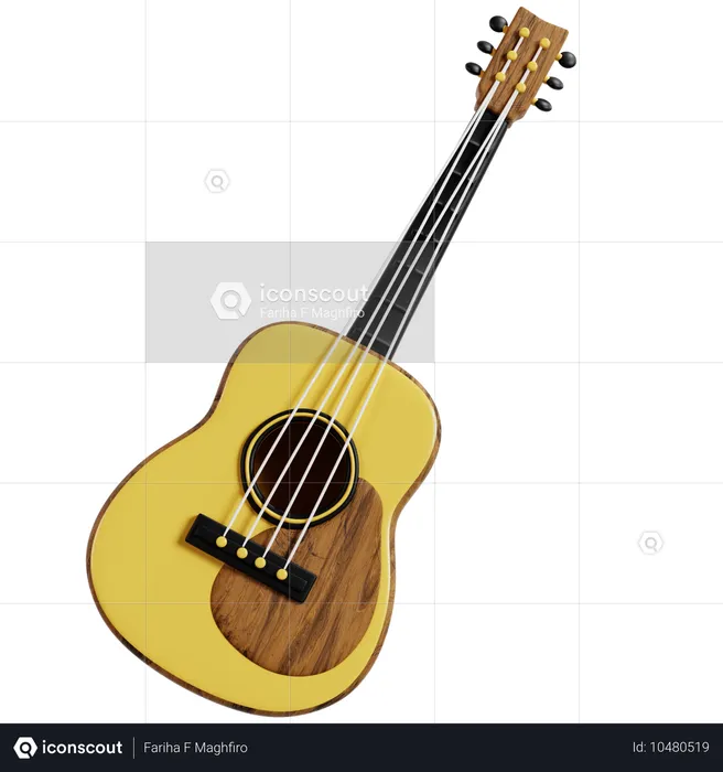 Guitare acoustique jaune pour le camping  3D Icon