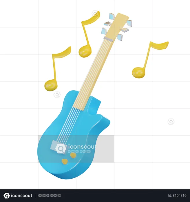 Nota de guitarra e música  3D Icon