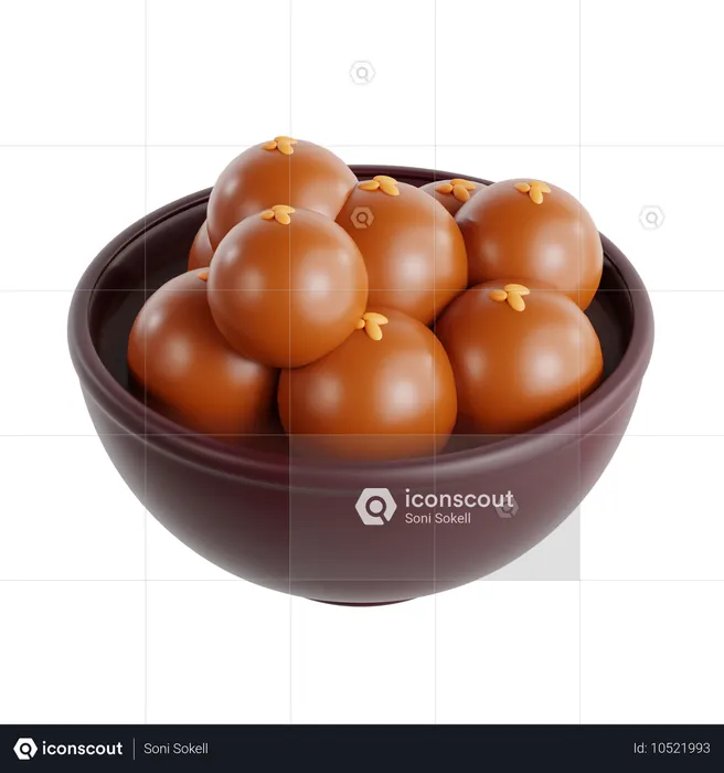 Gulab Jamun  3D Icon