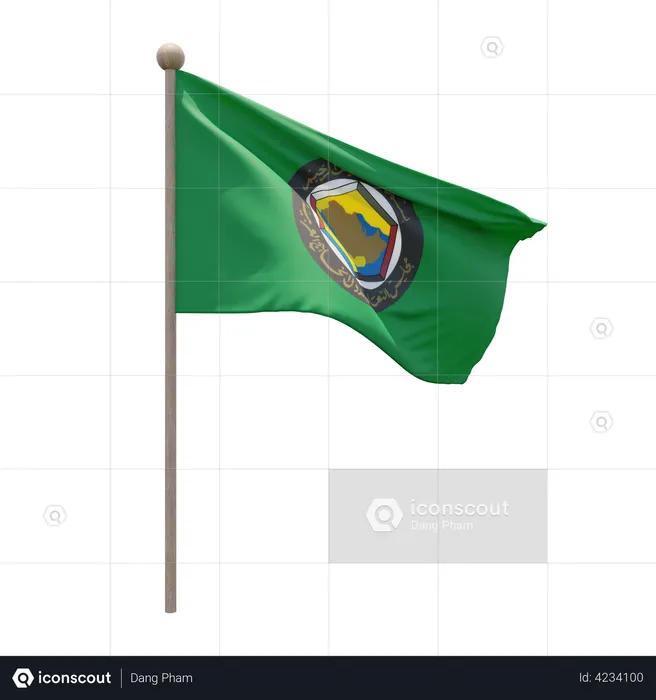 Gulf Cooperation Council Flag Pole  3D Flag