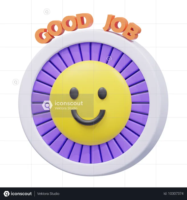 Gute Arbeit-Smiley Sticker Logo 3D Icon