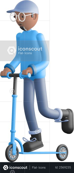 Guy riding scooter 3D Illustration