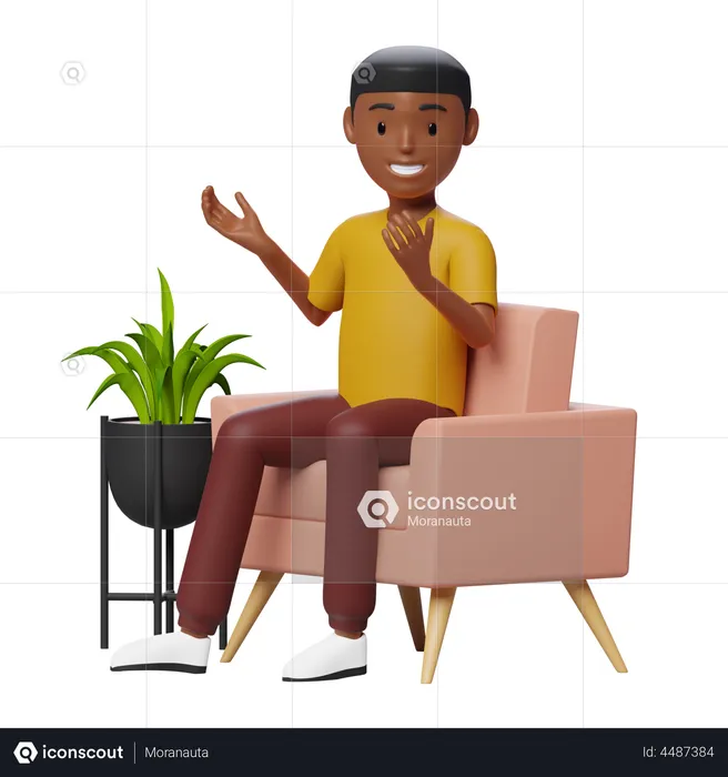 Guy Talking while sitting on sofa  3D Illustration