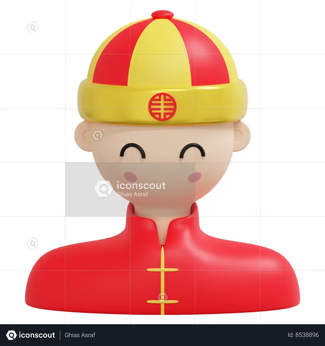 Guy Wearing Traditional Chinese Costume  3D Icon