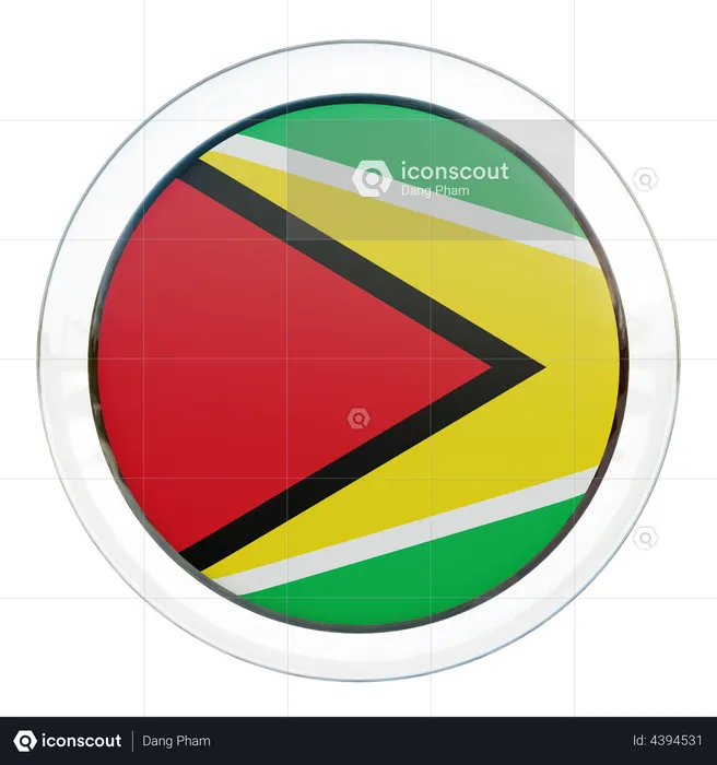 Guyana Flag Glass Flag 3D Illustration