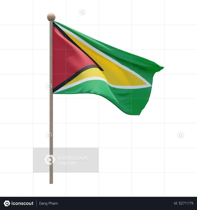 Guyana Flagpole Flag 3D Icon