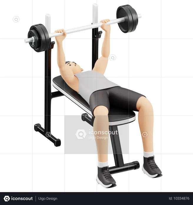 Gym boy doing Bench Press exercise  3D Illustration