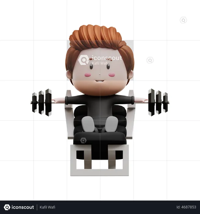 Gym Boy Lifting Barbell  3D Illustration