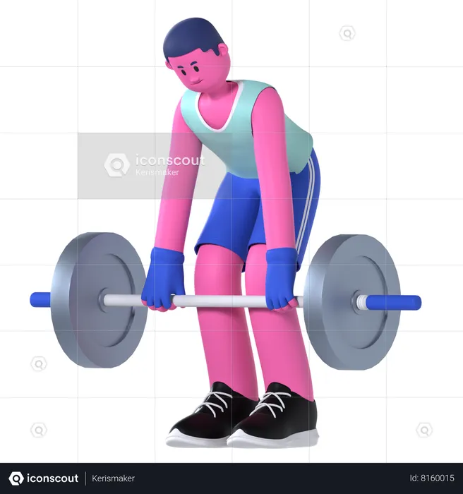 Gym Man Doing Deadlift Exercise  3D Illustration