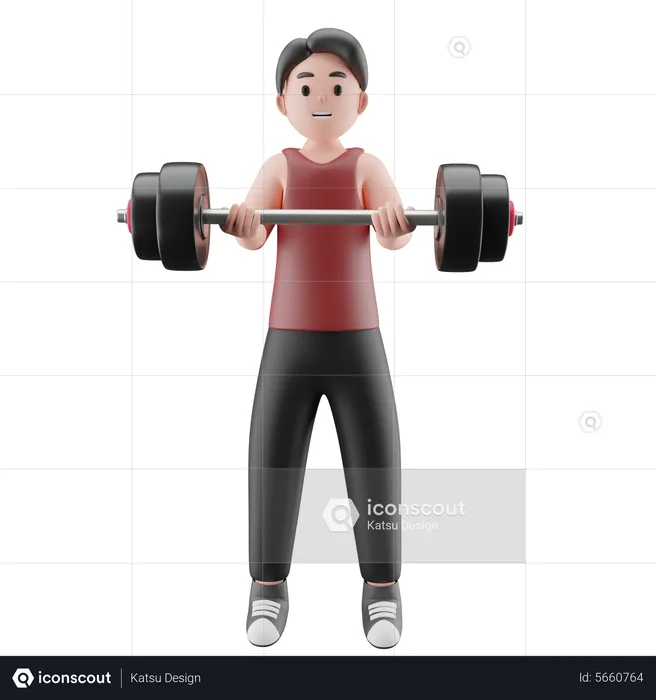 Gym Man Doing Weightlifting Exercise  3D Illustration