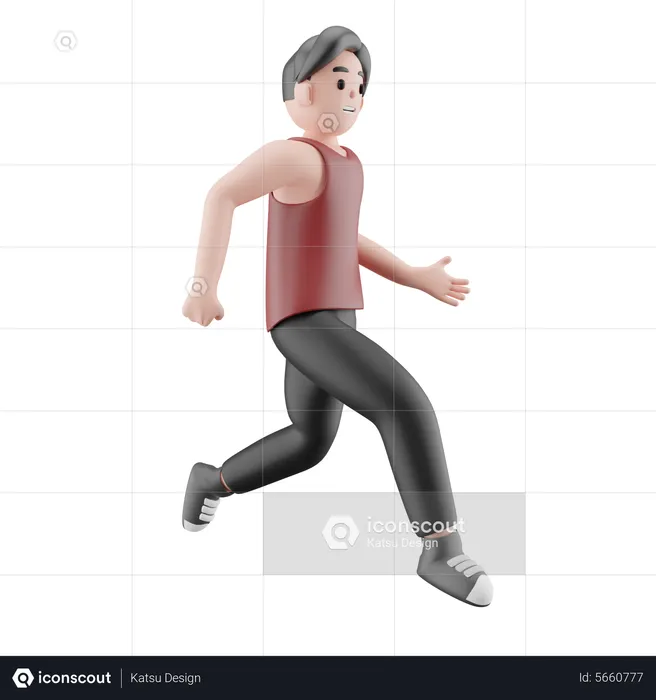 Gym Man Running  3D Illustration