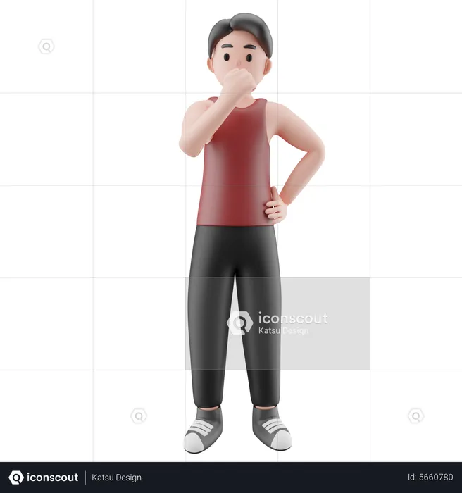 Gym Man Thinking  3D Illustration
