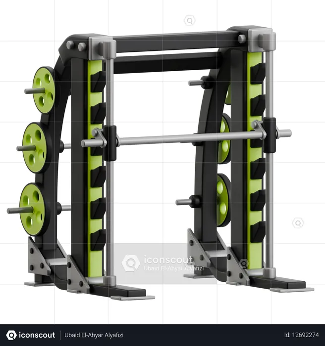 Gym Power Rack with Weights  3D Icon