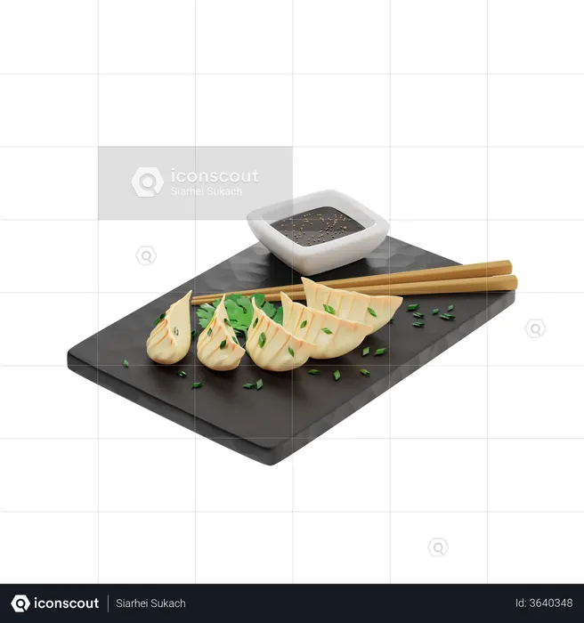 Gyoza or fried dumplings  3D Illustration