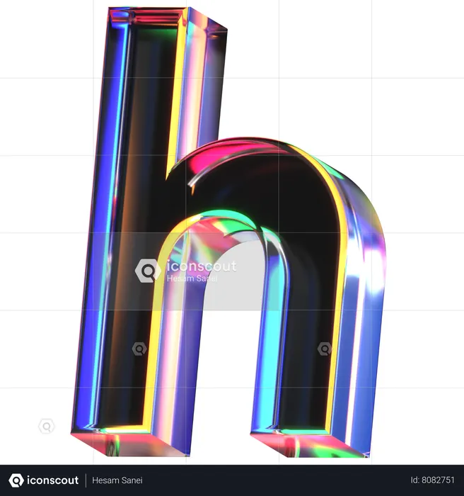 H 文字  3D Icon