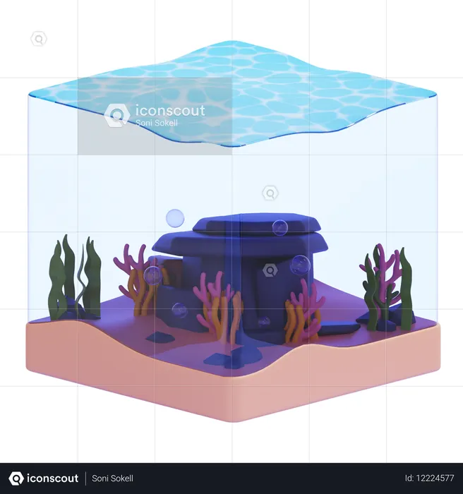 Habitat de corais submarinos  3D Icon