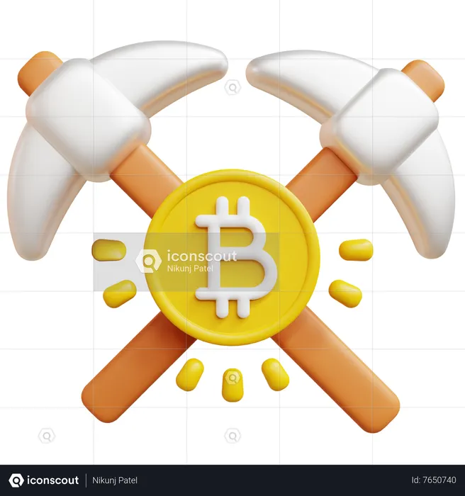 Hacha de minería bitcoin  3D Icon