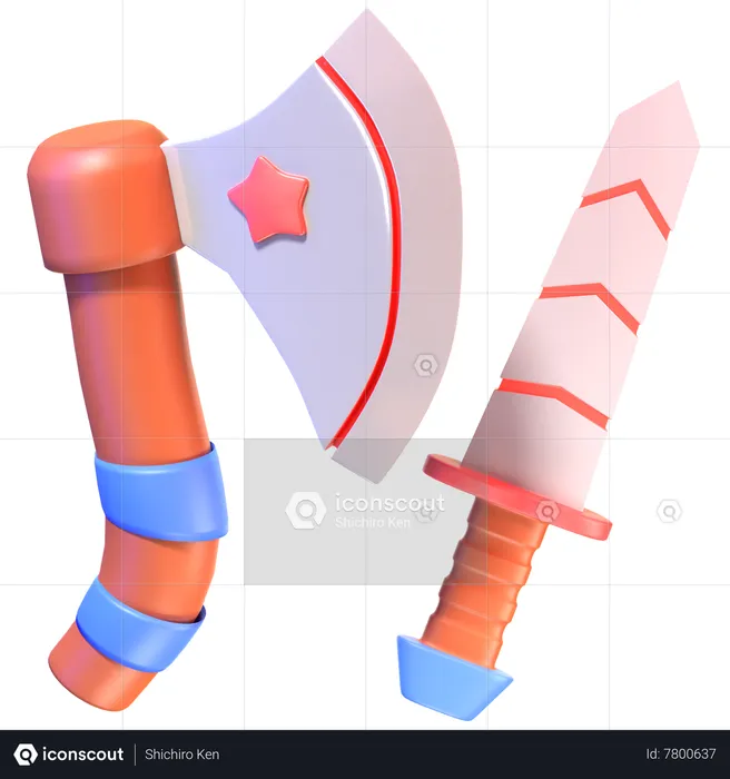 Hache et épée  3D Icon