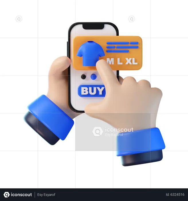 Haciendo compras de tela en línea  3D Icon