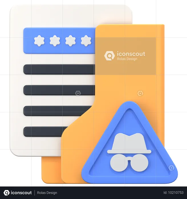 Hack Folder With Hacker Sign  3D Icon