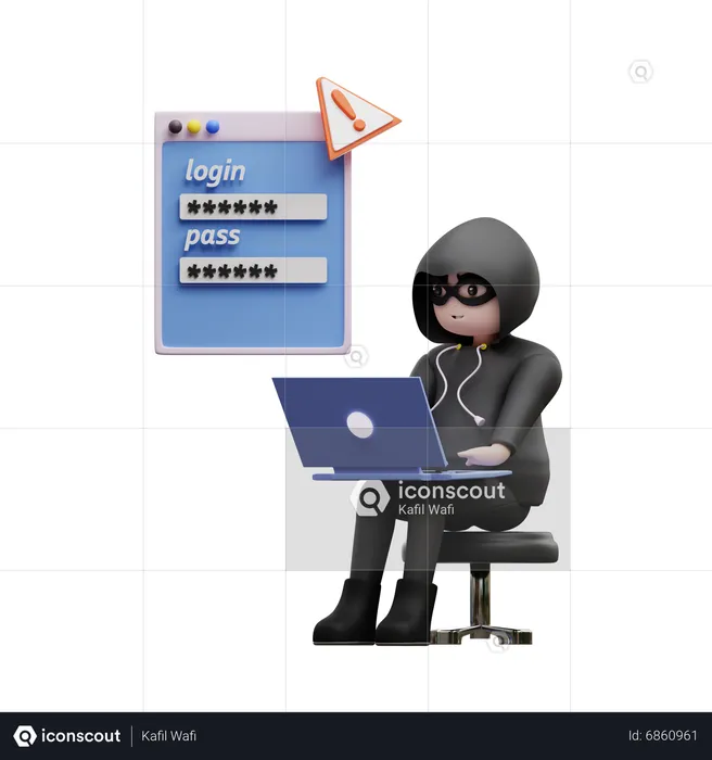 Hack Stealing Account Password  3D Illustration