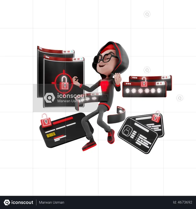 Hacker hacking data  3D Illustration