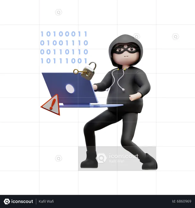 Hacker Hacking Website  3D Illustration