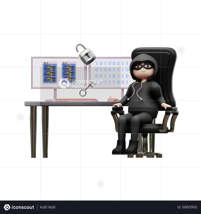 Hacker Hacking Website  3D Illustration
