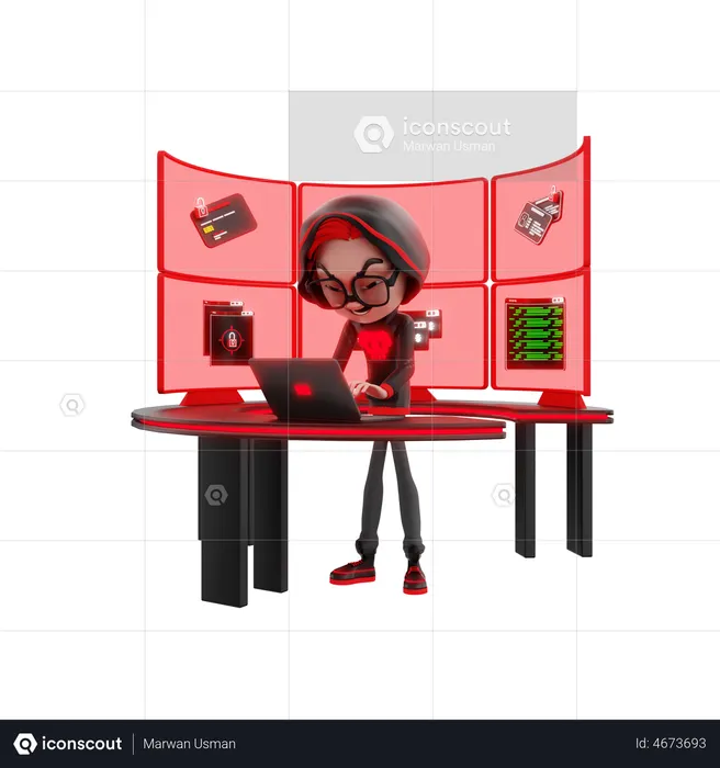 Hacker stealing user data  3D Illustration