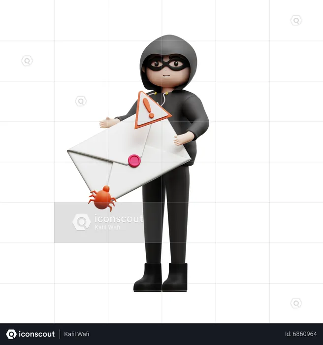 Hacker With Spam Email  3D Illustration