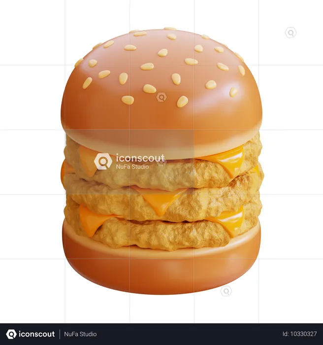 Hähnchen-Triple-Cheese-Burger  3D Icon