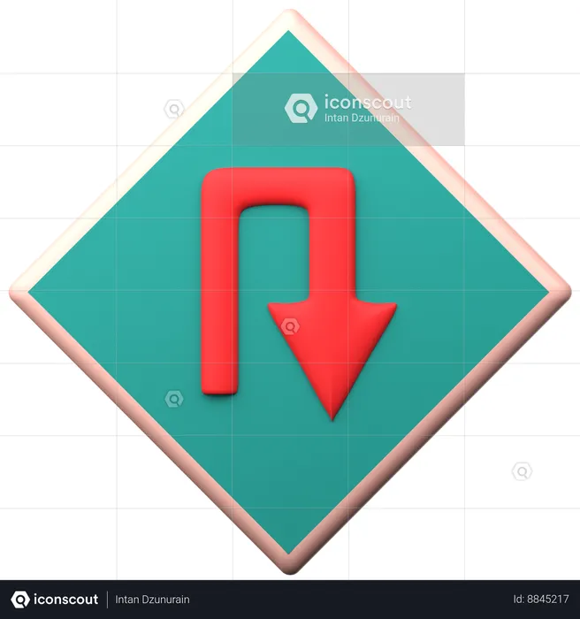 Hairpin Curve  3D Icon