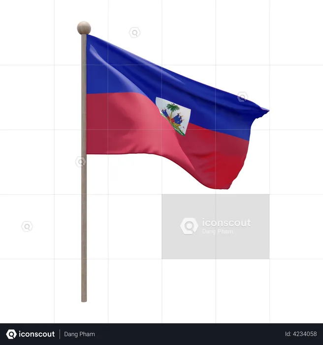 Haiti Flag Pole  3D Flag