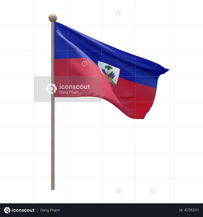 Haiti Flagpole Flag 3D Illustration