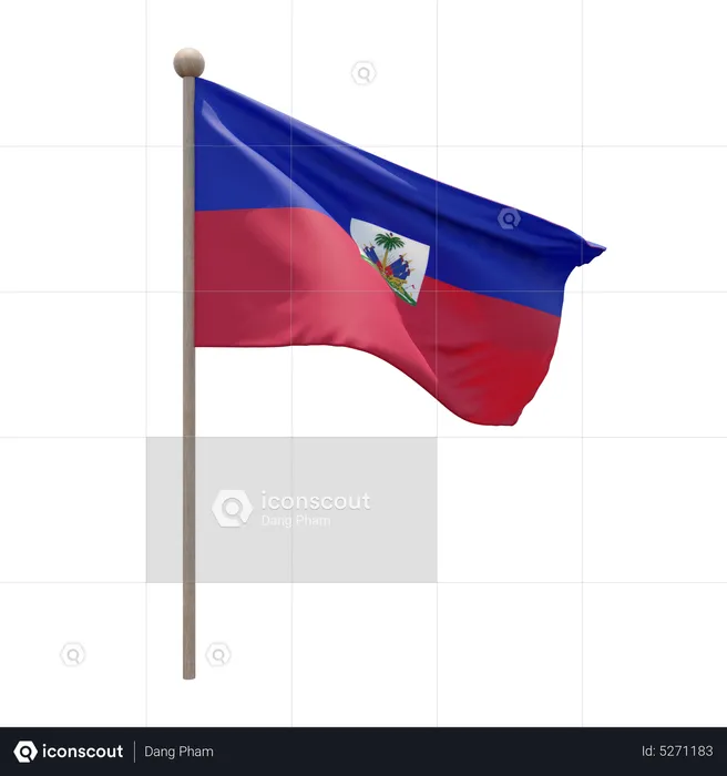 Haiti Flagpole Flag 3D Icon