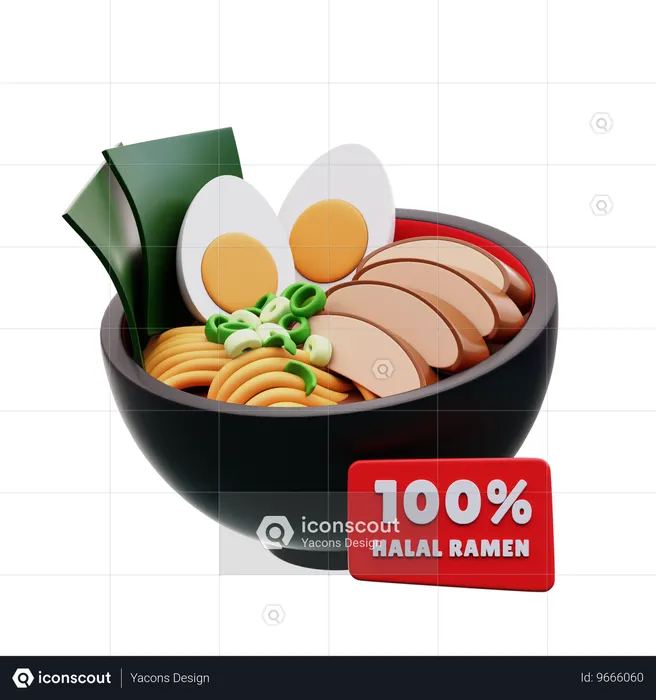 Ramen au poulet halal  3D Icon