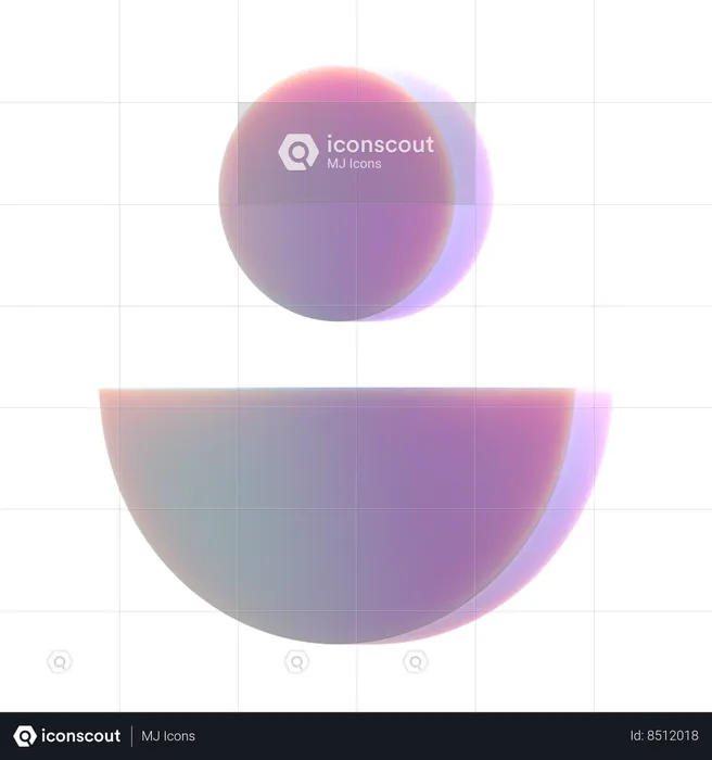 Half and Small Full Circle  3D Icon