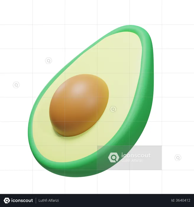 Half Avocado  3D Illustration