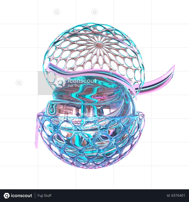Half Ball Holographic Shape  3D Icon