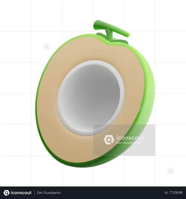 Half Coconut  3D Icon