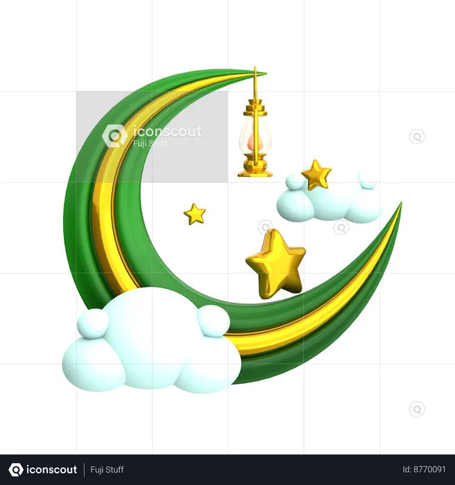 Half Moon And Star  3D Icon