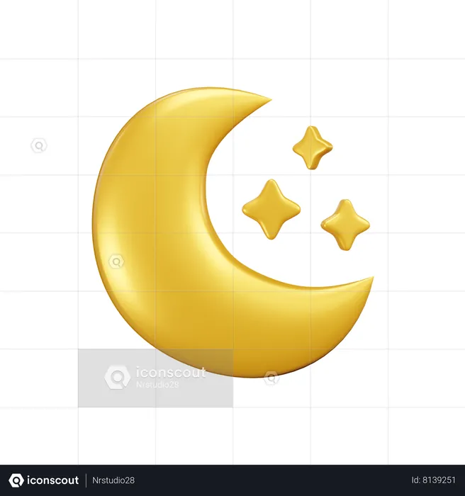 Half moon and star weather  3D Icon