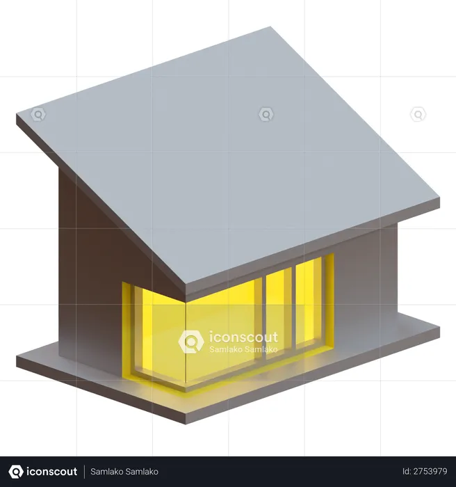 Half Roof House  3D Illustration
