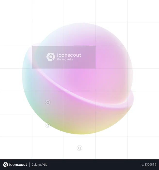 Half Round Abstract Shape  3D Icon