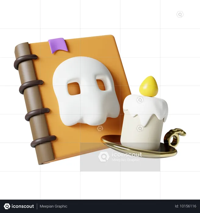 촛불이 있는 할로윈 책  3D Icon